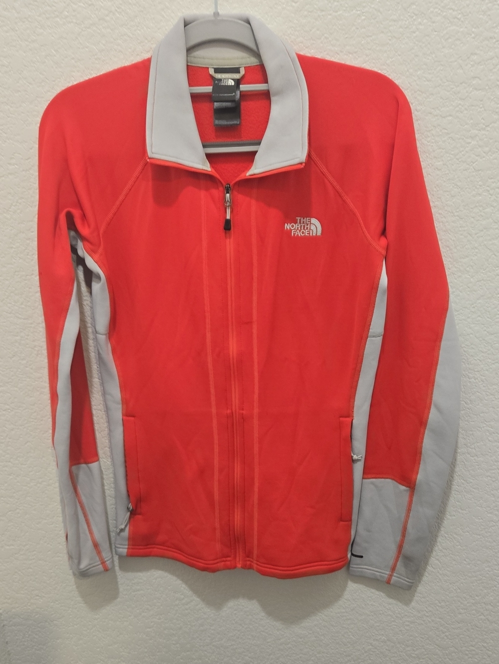 The North Face Women’s Red Jacket with Light Gray Panels